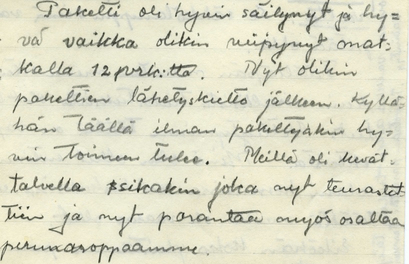 Kirje lietoon paketista.